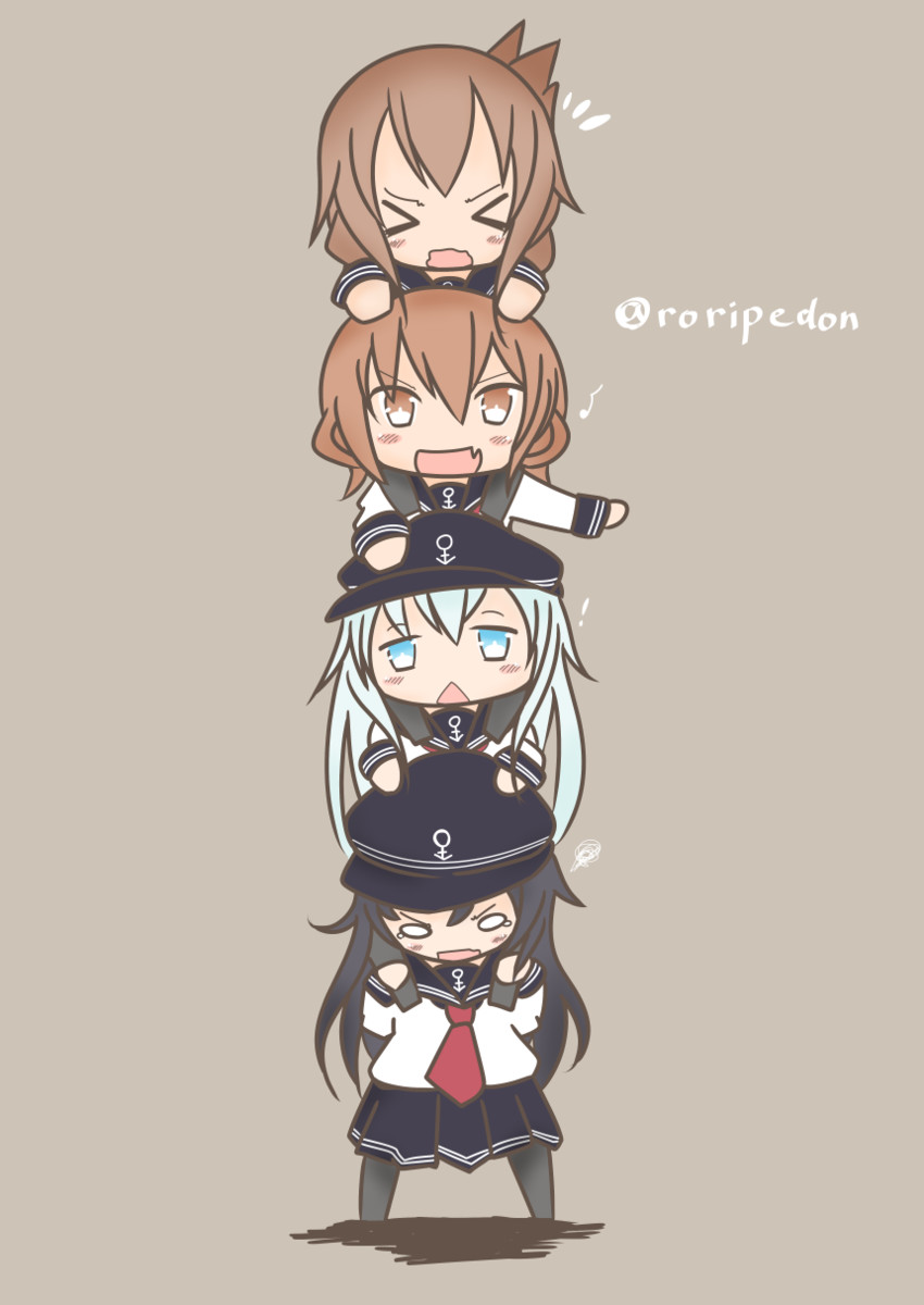 hibiki, inazuma, ikazuchi, and akatsuki (kantai collection) drawn by roripedon