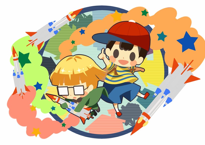ness and jeff andonuts (mother and 1 more) drawn by hitofutarai