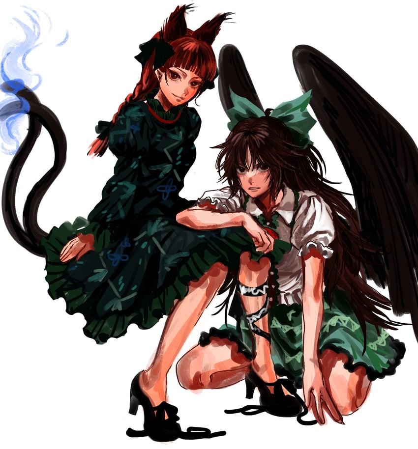 kaenbyou rin and reiuji utsuho (touhou) drawn by kuya_(hey36253625)