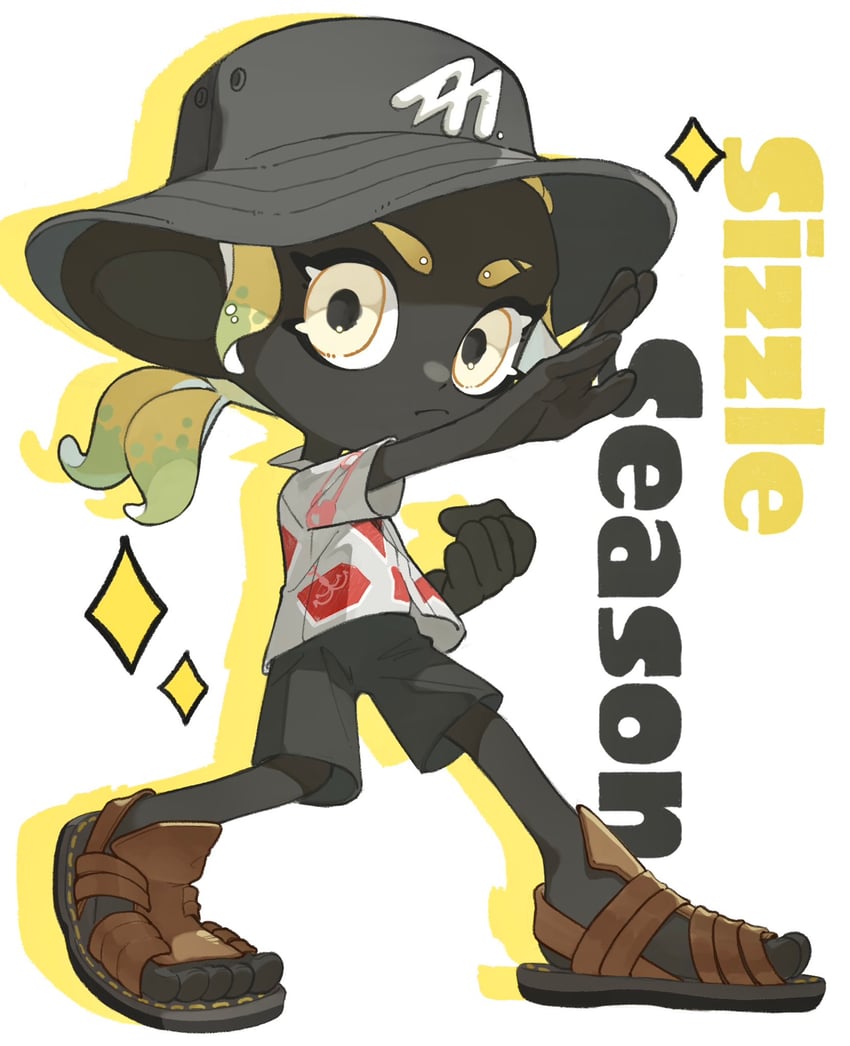 octoling player character and octoling girl (splatoon and 1 more) drawn by a_a2001214