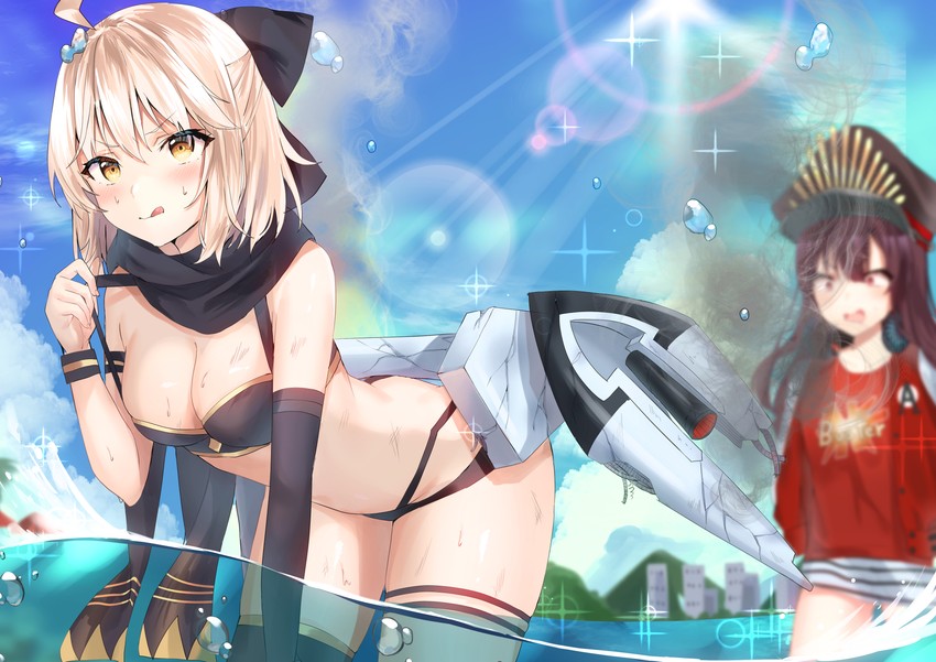 okita souji, oda nobunaga, and okita j. souji (fate and 1 more) drawn by yufou