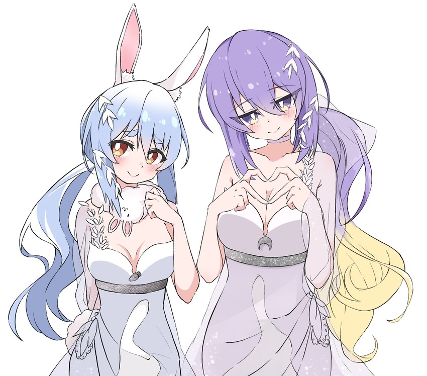 usada pekora, don-chan, and moona hoshinova (hololive and 1 more) drawn by midoku_(itijikusakura)