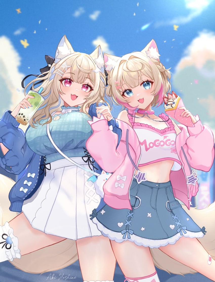 fuwawa abyssgard and mococo abyssgard (hololive and 1 more) drawn by aki_hoshino