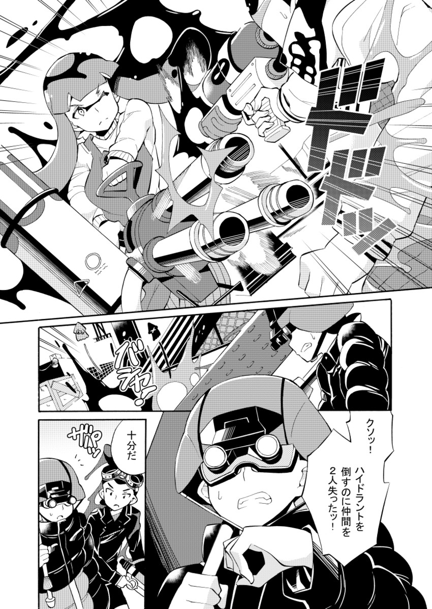 inkling player character, inkling girl, and inkling boy (splatoon and 1 more) drawn by takano_itsuki