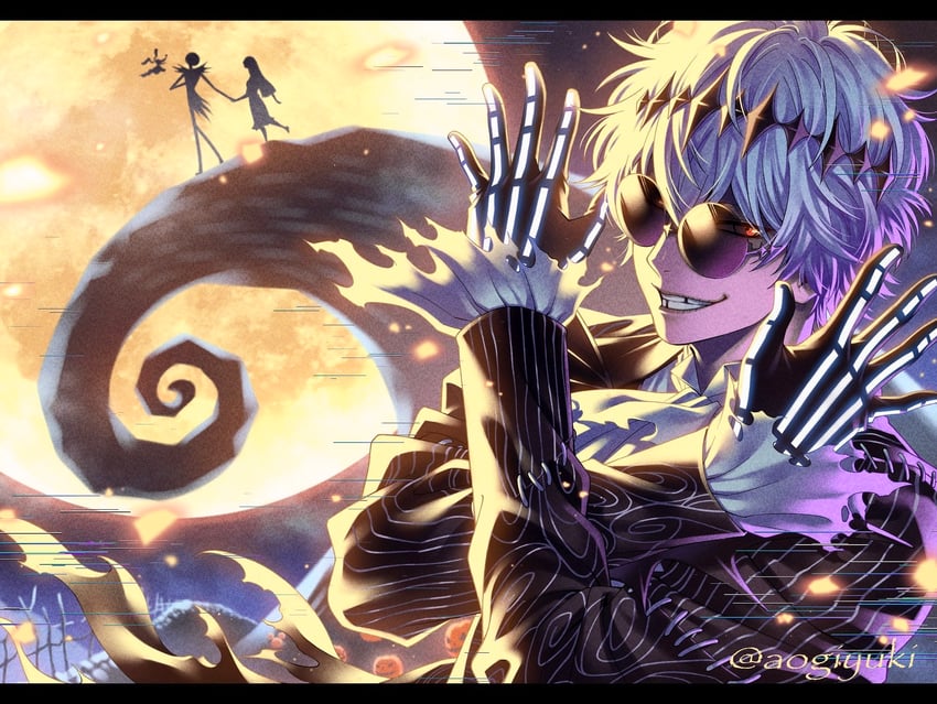 skully j. graves, jack skellington, sally, and zero (twisted wonderland and 1 more) drawn by aogiyuki