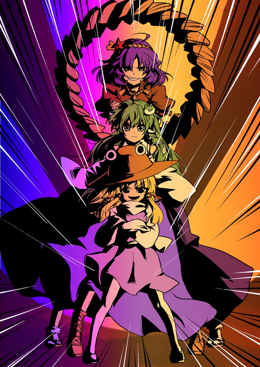 kochiya sanae, moriya suwako, and yasaka kanako (touhou) drawn by ototachibana_rai