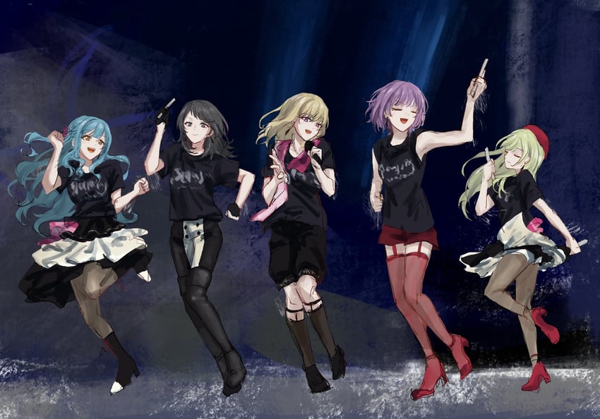 togawa sakiko, wakaba mutsumi, yahata umiri, misumi uika, mortis, and 5 more (bang dream! and 1 more) drawn by glasskz_impact