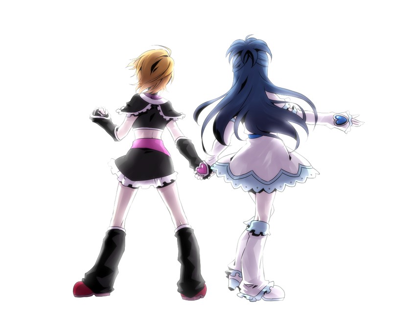 misumi nagisa, yukishiro honoka, cure black, and cure white (precure and 1 more) drawn by jun_(kyurisin)
