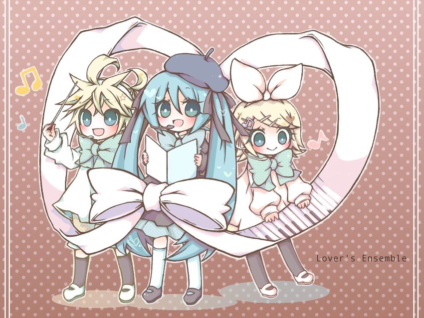 hatsune miku, kagamine rin, and kagamine len (vocaloid) drawn by totsuki_(candy_beat)