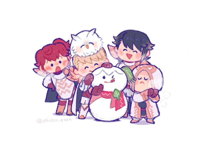 kiran, anna, sharena, alfonse, and feh (fire emblem and 1 more) drawn by mushi_rags