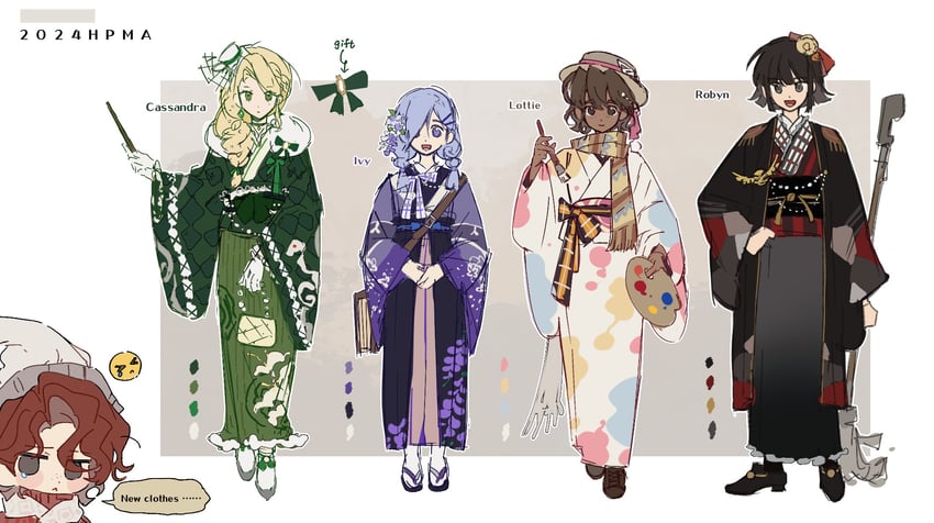 cassandra vole, daniel page, ivy warrington, lottie turner, and robyn thistlethwaite (wizarding world and 2 more) drawn by humi_humi