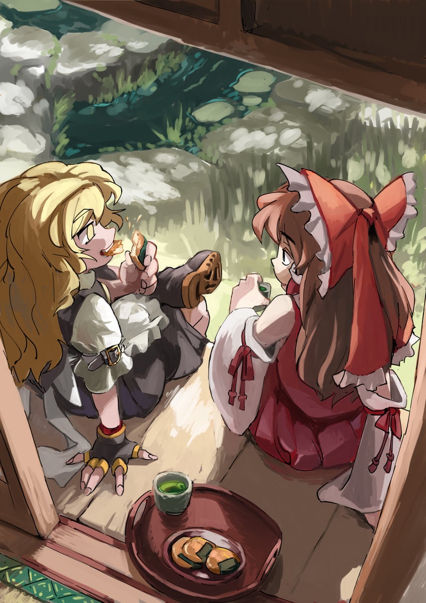 hakurei reimu and kirisame marisa (touhou) drawn by rightorisamraido3