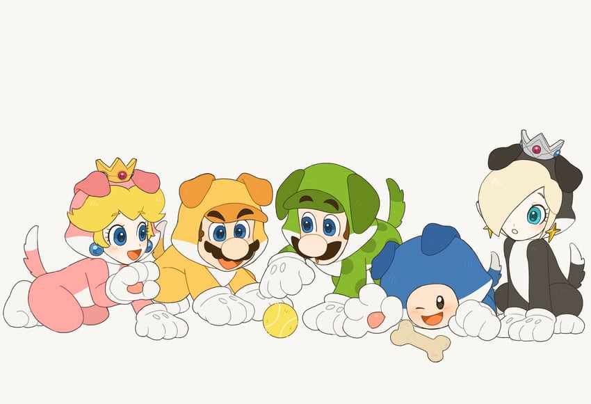 princess peach, mario, rosalina, luigi, cat peach, and 4 more (mario and 1 more) drawn by mimimi_(mimimim9999)