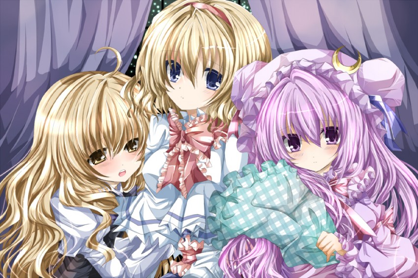 kirisame marisa, alice margatroid, and patchouli knowledge (touhou) drawn by nanase_nao