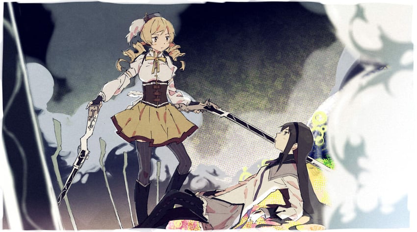 akemi homura and tomoe mami (mahou shoujo madoka magica) drawn by aaxlll