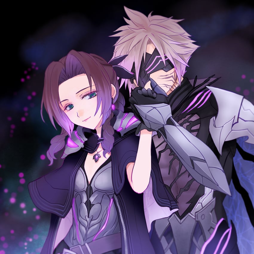 cloud strife and aerith gainsborough (final fantasy and 2 more) drawn by yahokichi_ma