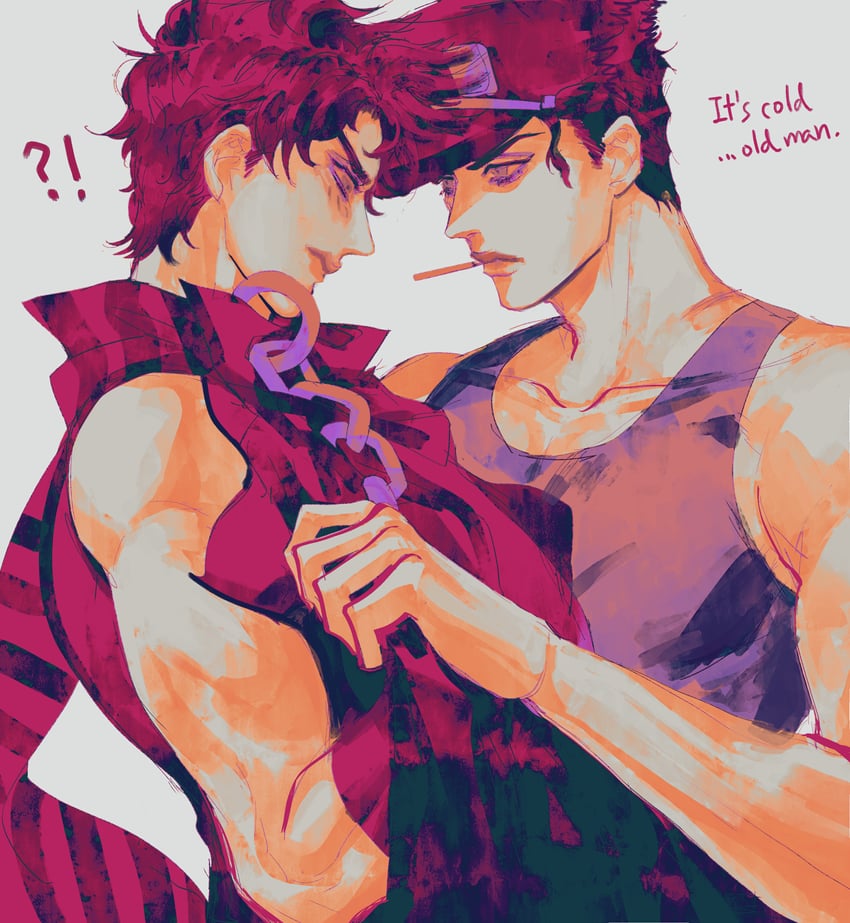 joseph joestar and kujo jotaro (jojo no kimyou na bouken and 2 more) drawn by amuii