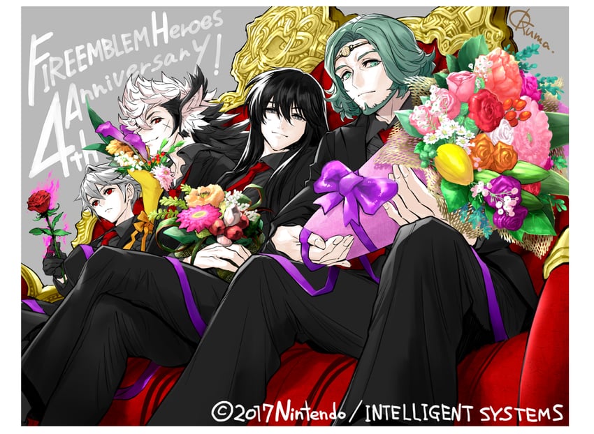male robin, seteth, keaton, and shannan (fire emblem and 5 more) drawn by okuma_yuugo