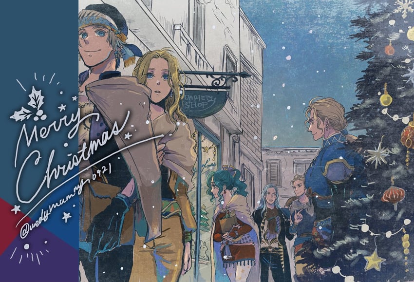 terra branford, celes chere, locke cole, edgar roni figaro, sabin rene figaro, and 1 more (final fantasy and 1 more) drawn by uedymummy0921