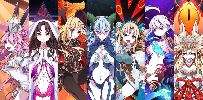 tamamo, nero claudius, ereshkigal, kama, sessyoin kiara, and 5 more (fate and 1 more) drawn by kujiramaru