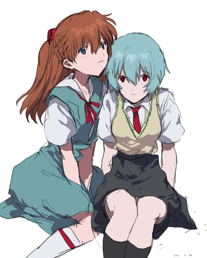 souryuu asuka langley, ayanami rei, and lina rei (neon genesis evangelion) drawn by takatisakana