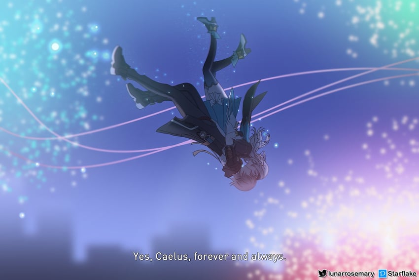 trailblazer, firefly, and caelus (honkai and 1 more) drawn by starflake_(starclusteriu)