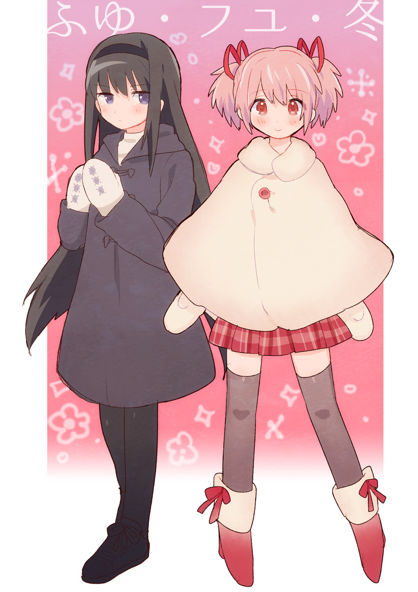 akemi homura and kaname madoka (mahou shoujo madoka magica) drawn by miyako_(xxxbibit)