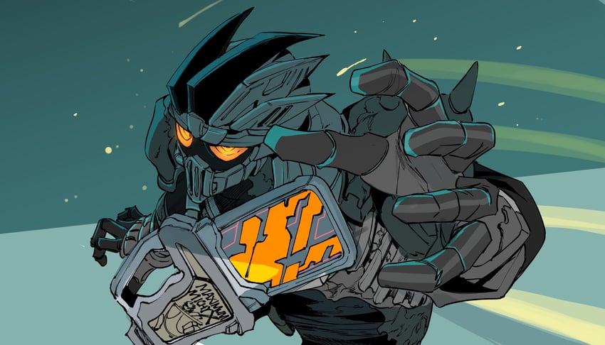 kamen rider genm and dangerous zombie level x (kamen rider and 1 more) drawn by ichitaka_(1015ichitaka)