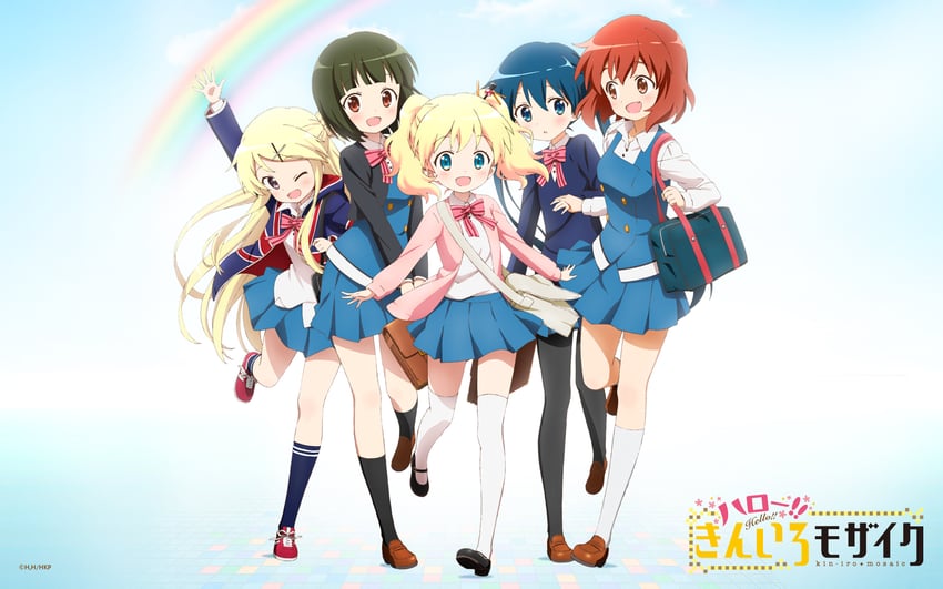 kujou karen, alice cartelet, komichi aya, oomiya shinobu, and inokuma youko (kin-iro mosaic)