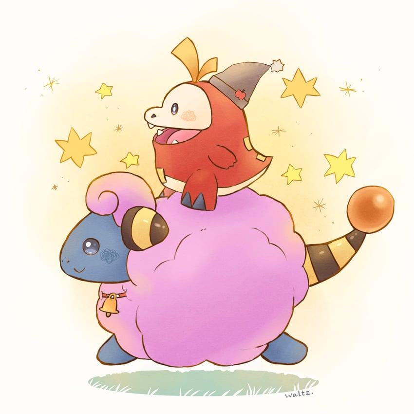 fuecoco and mareep (pokemon) drawn by waltz_(wal_w_wal)