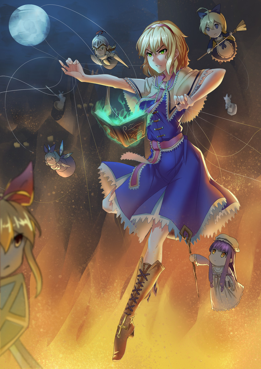 alice margatroid, cirno, patchouli knowledge, shanghai doll, and hourai doll (touhou) drawn by sakimeikun-daze
