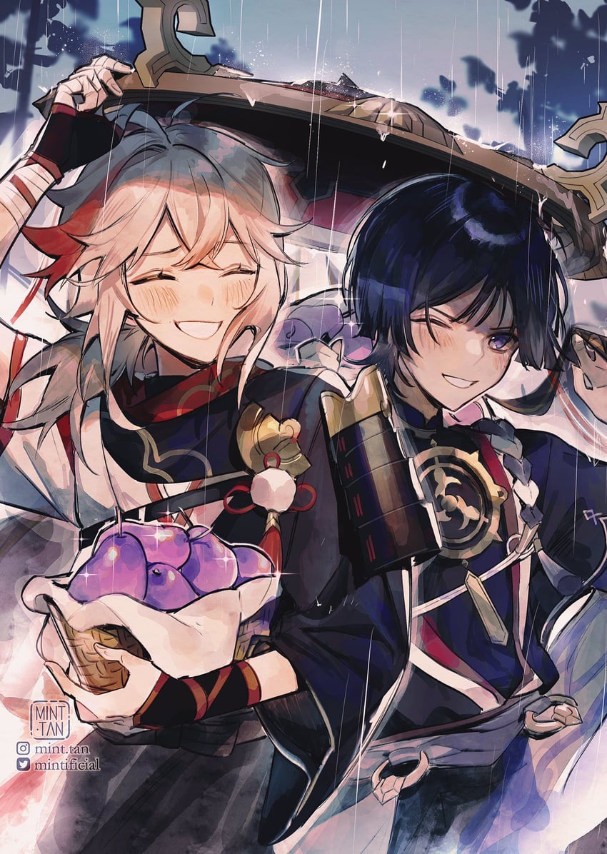 scaramouche and kaedehara kazuha (genshin impact) drawn by mint-tan