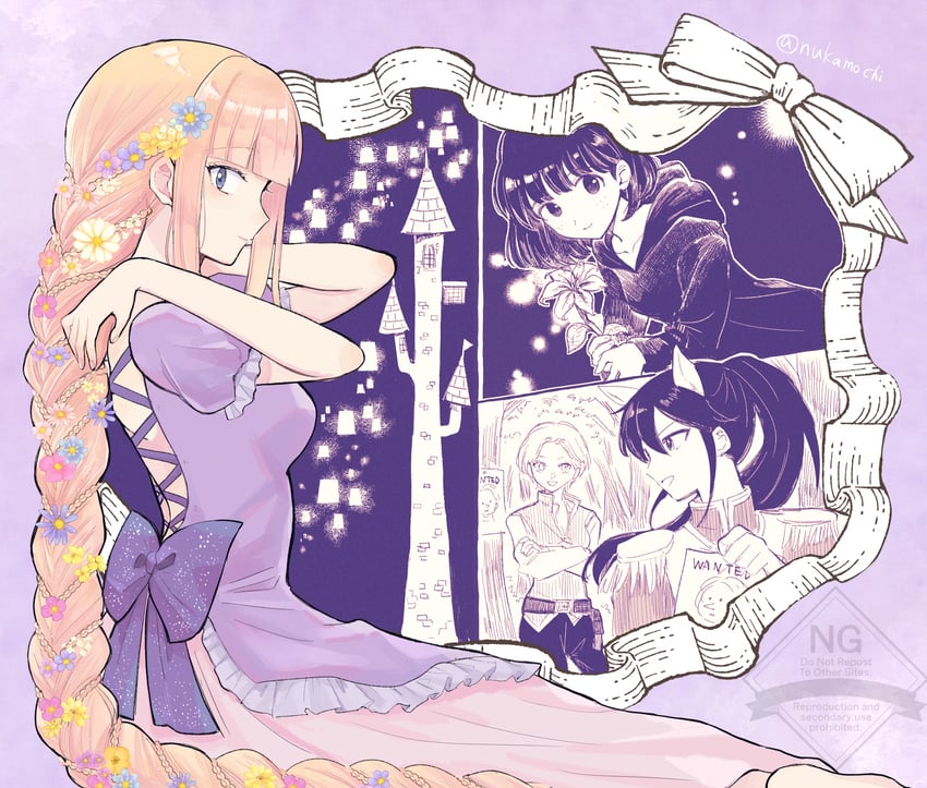 katou asuka, sasaki fuuka, narita miho, rapunzel, and kusunoki kaho (watashi ga motenai no wa dou kangaetemo omaera ga warui! and 1 more) drawn by nuka_(nukamochi)