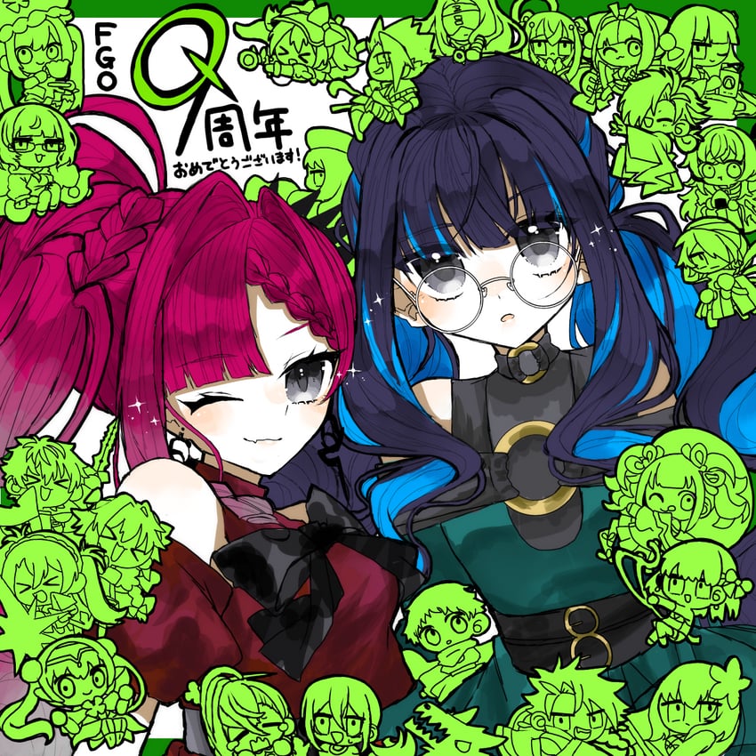 illyasviel von einzbern, scathach, astolfo, cu chulainn, medusa, and 20 more (fate and 1 more) drawn by mejegyo