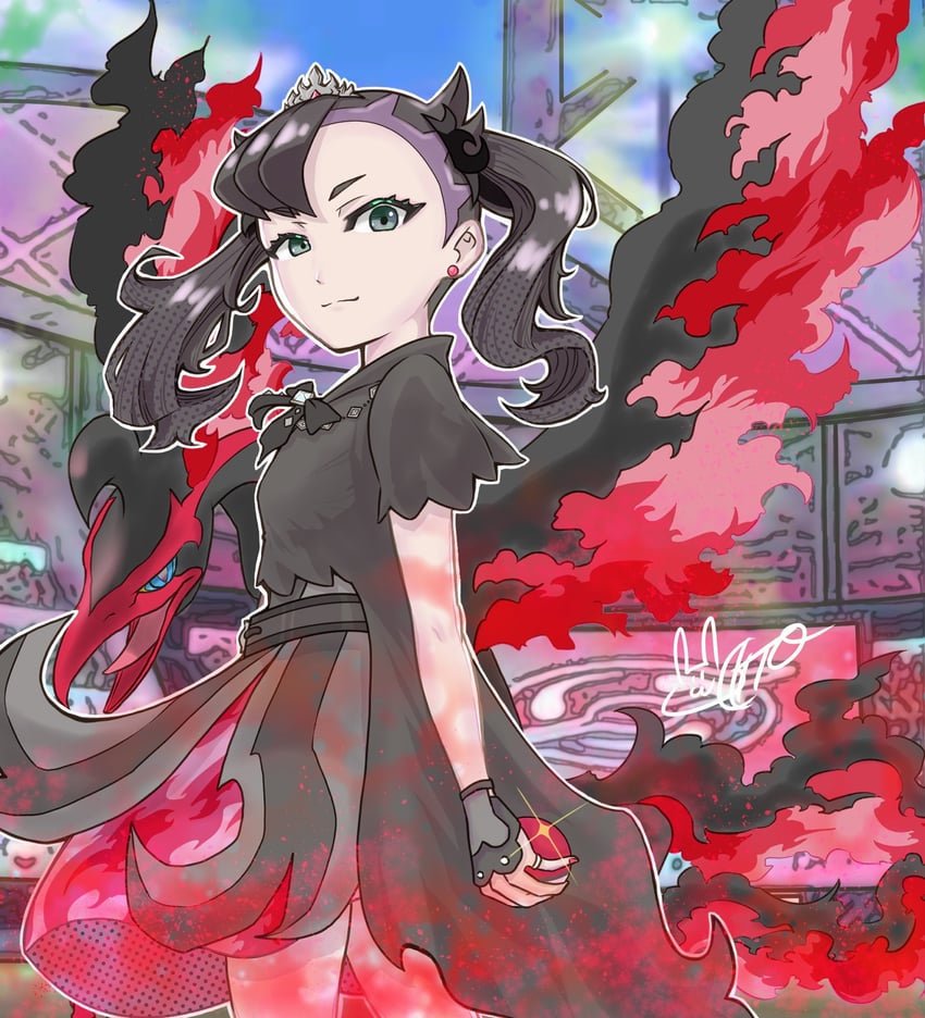 galarian moltres and marnie (pokemon and 1 more) drawn by nanawodayo
