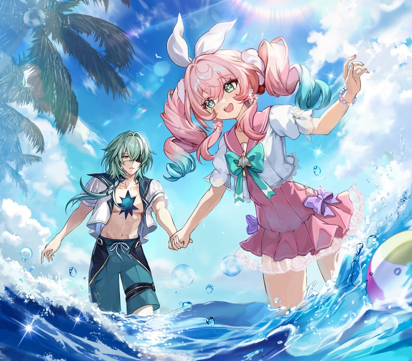 anaxa and hyacine (honkai and 1 more) drawn by veryslow_zzzpin