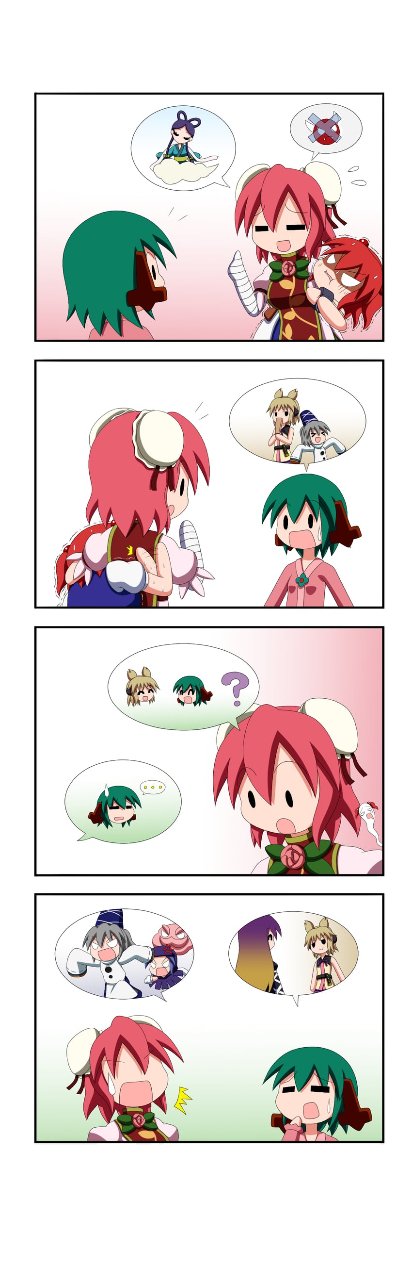 hijiri byakuren, toyosatomimi no miko, mononobe no futo, onozuka komachi, ibaraki kasen, and 3 more (touhou) drawn by rakugaki-biyori