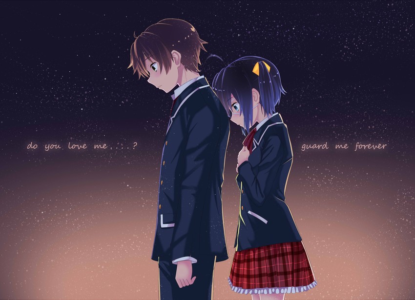 takanashi rikka and togashi yuuta (chuunibyou demo koi ga shitai!) drawn by hamachi_hazuki