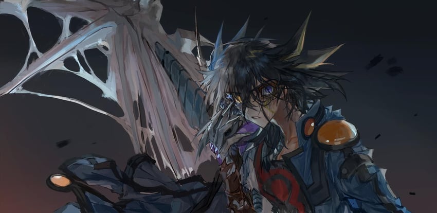 stardust dragon and z-one (yu-gi-oh! and 1 more) drawn by momentcorefly