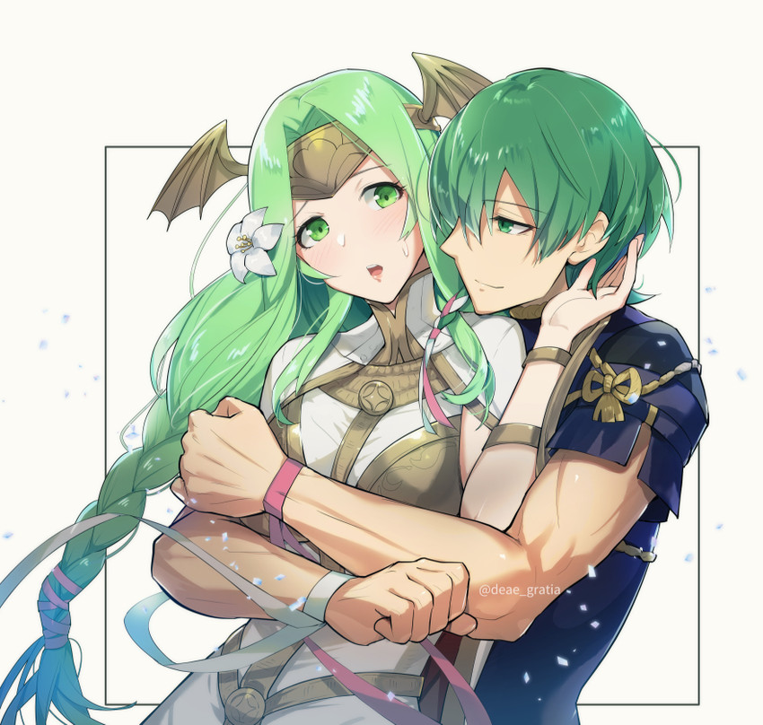 male byleth and seiros (fire emblem and 1 more) drawn by yomusugara_(uzo-muzo)