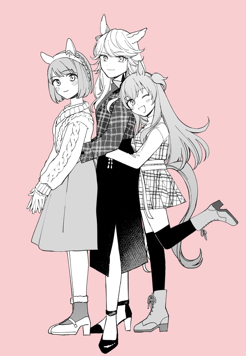 mayano top gun, gold city, and yukino bijin (umamusume) drawn by yonu_(yonurime)