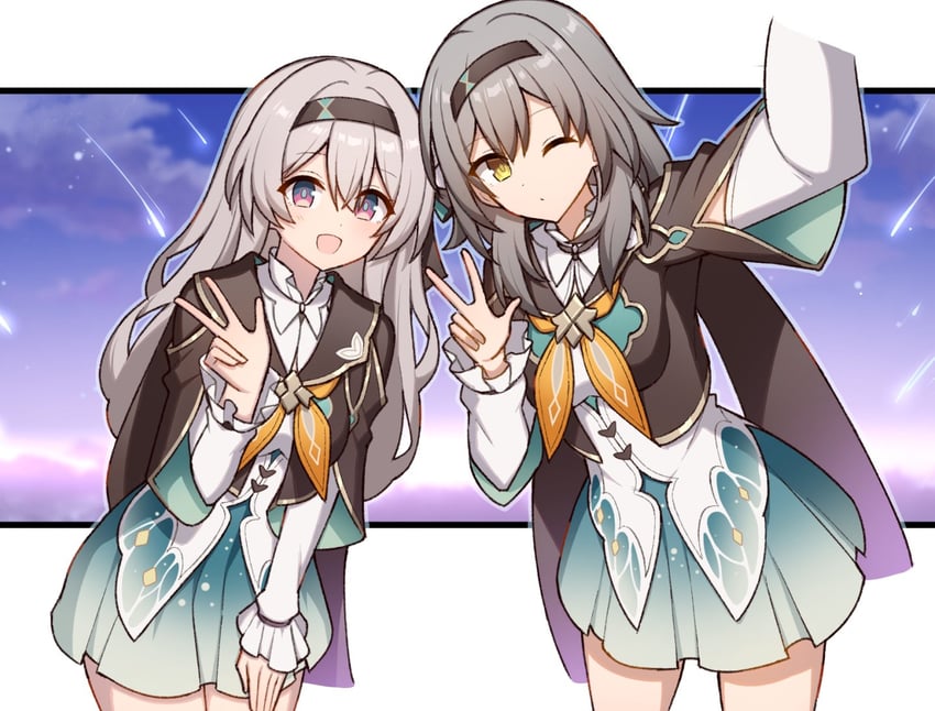 trailblazer, firefly, and stelle (honkai and 1 more) drawn by t@ke-g