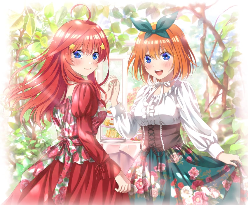 nakano yotsuba and nakano itsuki (go-toubun no hanayome) drawn by studio_viga