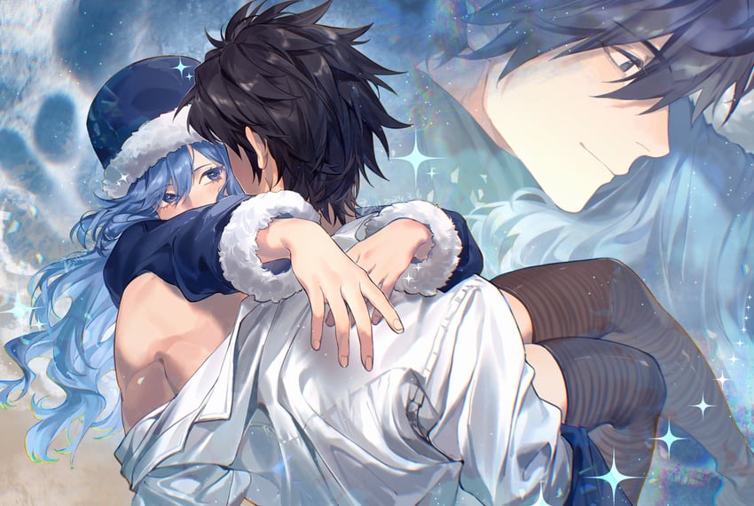 juvia lockser and gray fullbuster (fairy tail) drawn by xuchuan