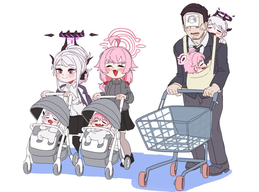 sensei, doodle sensei, hina, and hoshino (blue archive) drawn by lulubelleiii