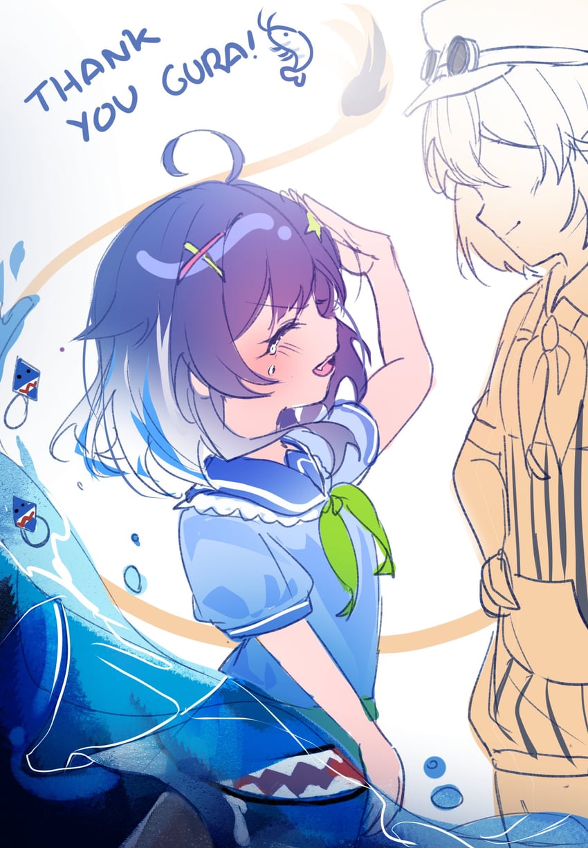 gawr gura, dooby, senzawa, and kippu (hololive and 2 more) drawn by kanako_(fuwachu)