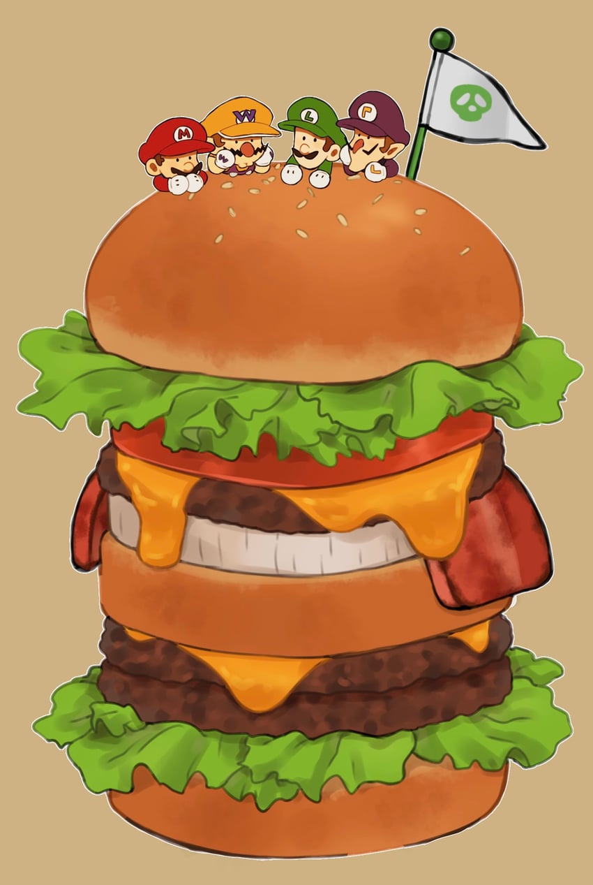 mario, luigi, wario, and waluigi (mario) drawn by mimimi_(mimimim9999)