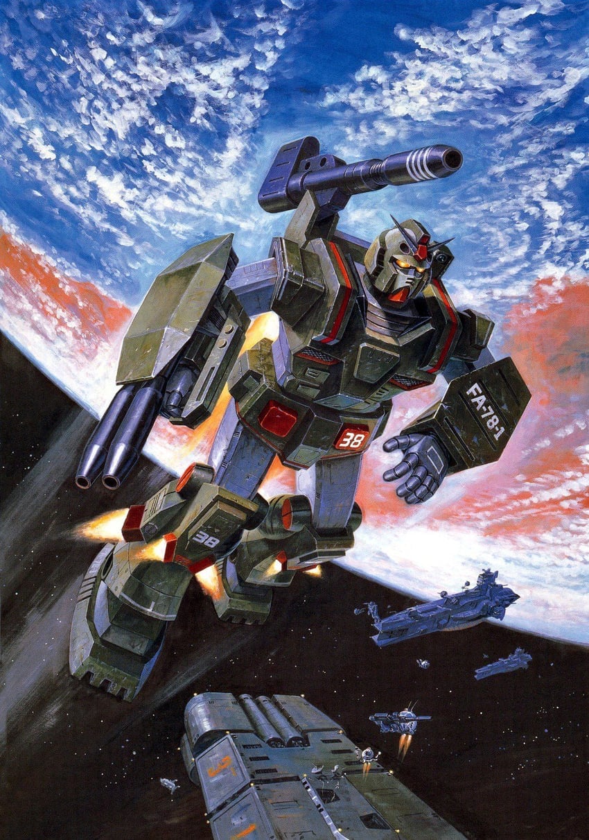ball, salamis class, and heavy full armor gundam (gundam and 1 more) drawn by ueda_shin