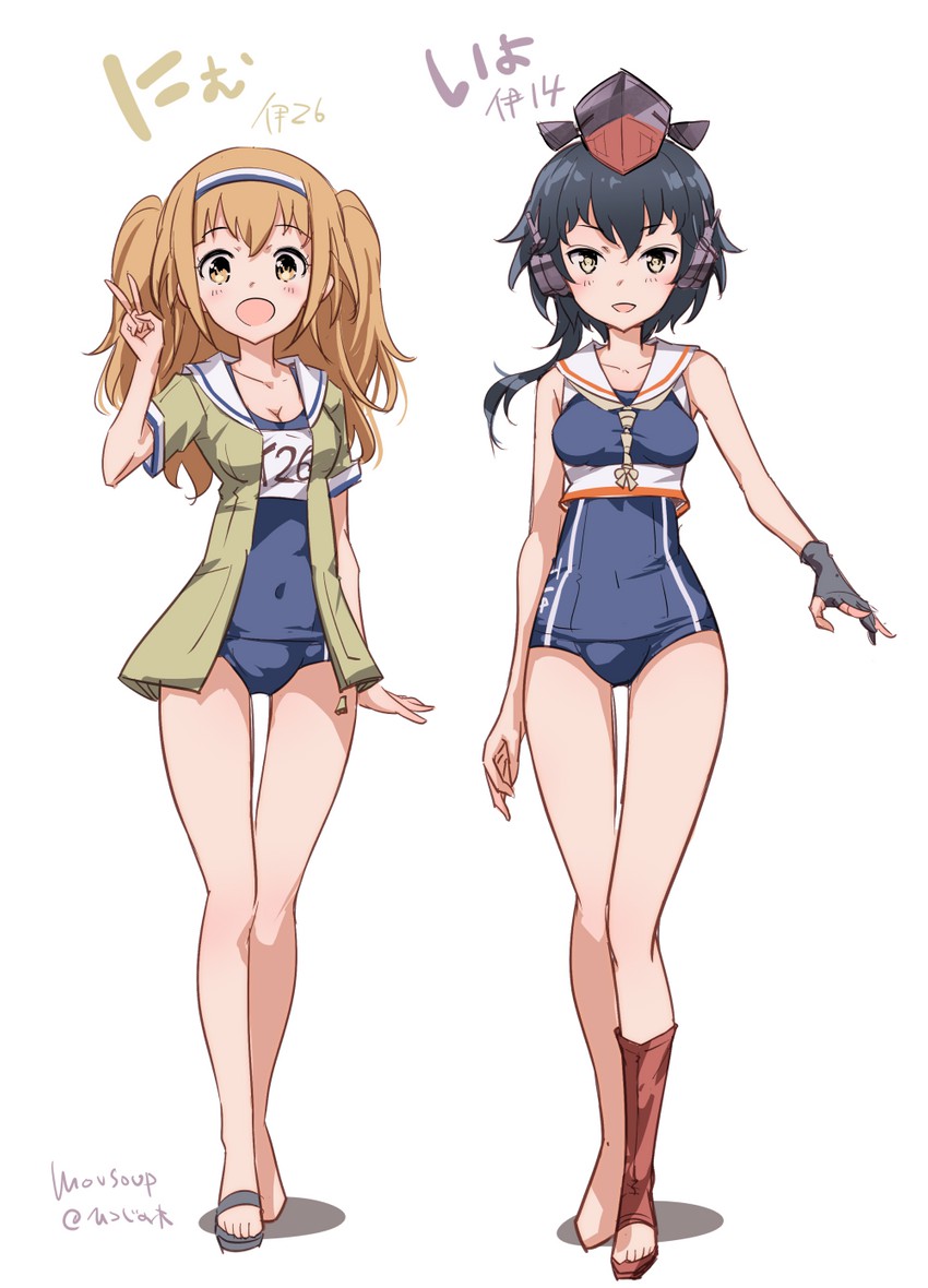 i-26 and i-14 (kantai collection) drawn by moupii_(hitsuji_no_ki)