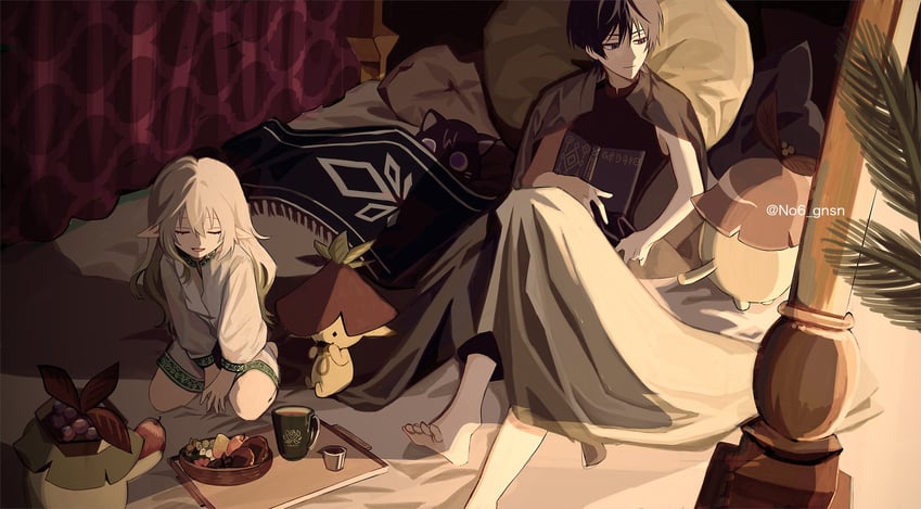 nahida, wanderer, aranara, and scaramouche (genshin impact) drawn by no6_gnsn
